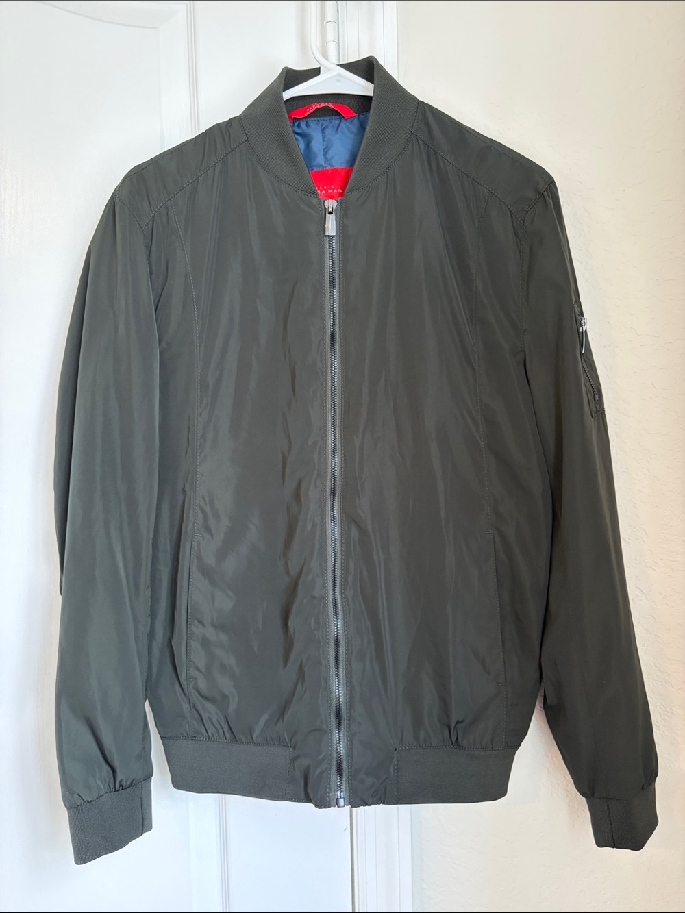 Zara Men's Olive Green Bomber Jacket